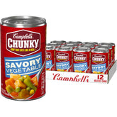 Campbell’s Chunky lata frontal que muestra el envase y conveniencia