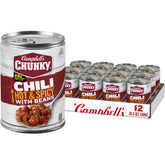 Campbell’s Chunky lata frontal mostrando etiqueta y porción