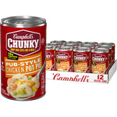 Campbell’s Chunky lata frontal mostrando la marca y el producto nutritivo