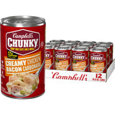 Campbell’s Chunky lata frontal mostrando etiqueta y conveniencia en despensa