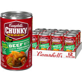 Campbell’s Chunky lata frontal mostrando la marca y beneficio de comida completa
