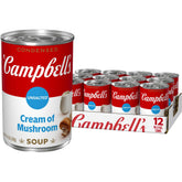 Campbell's lata frontal mostrando la crema de champiñones para cocinar fácilmente