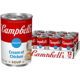 Campbell's lata frontal mostrando diseño y tamaño, conveniencia en despensa