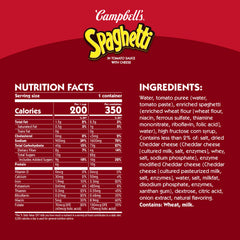 Campbell's detalle de la etiqueta con ingredientes para elección informada