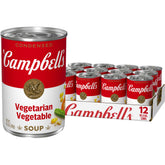 Campbell's lata frontal mostrando la etiqueta y el tamaño, conveniencia inmediata