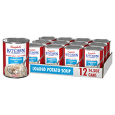 Campbell's lata frente mostrando etiqueta y conveniencia