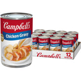Campbell's lata frontal mostrando la salsa de pollo, conveniencia inmediata
