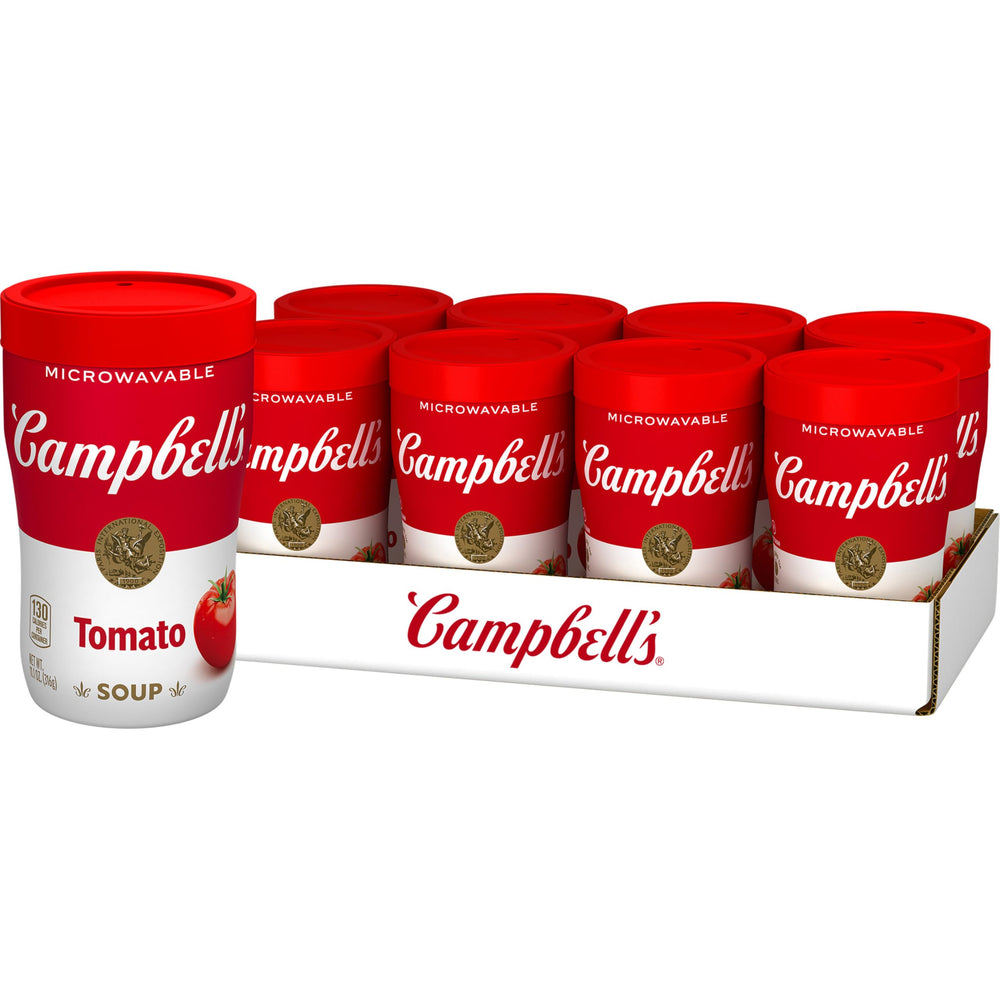 Campbell's taza frontal del pack de 8 mostrando envase portátil y conveniencia