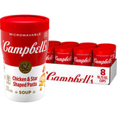 Campbell's taza frontal mostrando diseño y tamaño, práctico para llevar