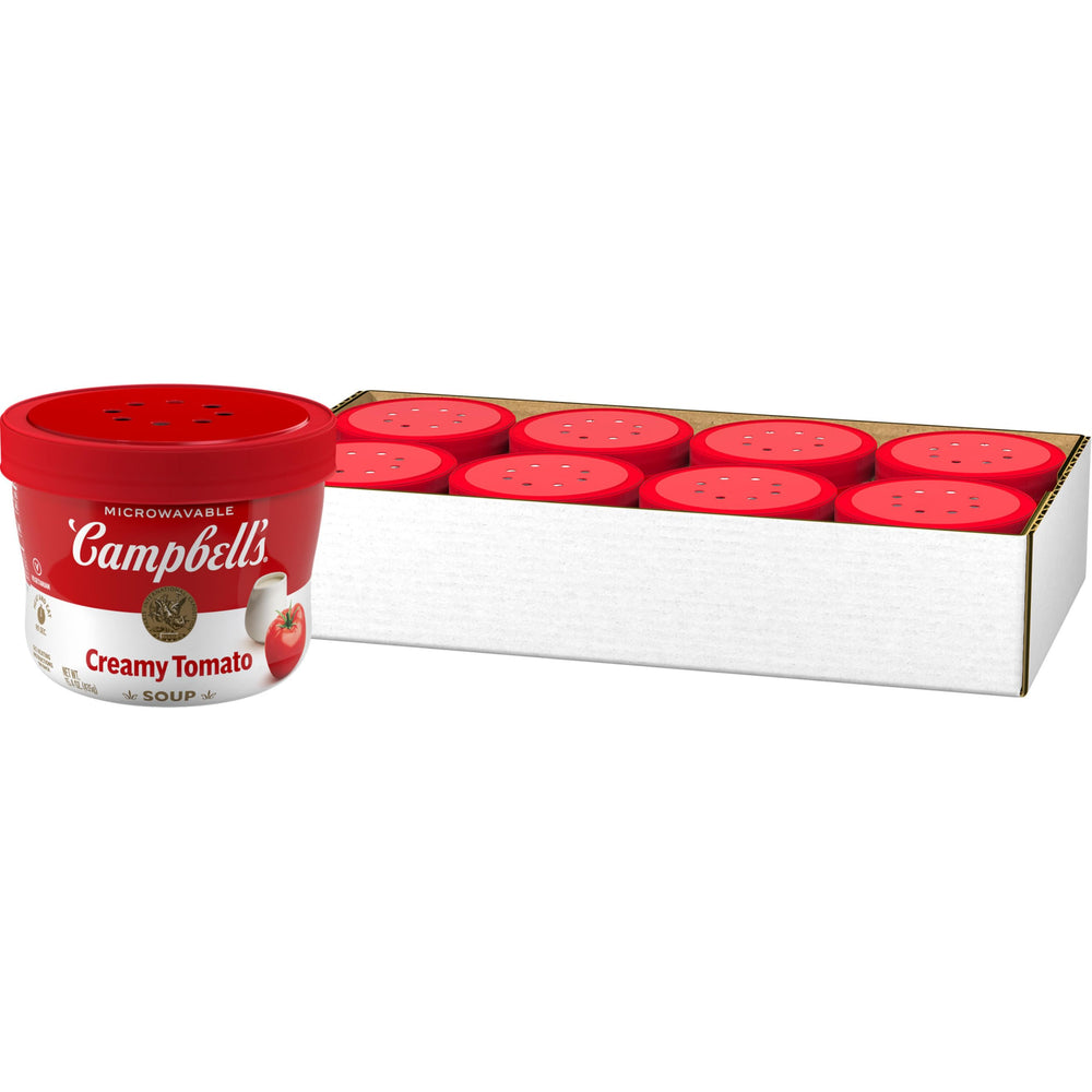 Campbell's tazón frontal mostrando packaging portable y práctico