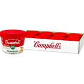 Campbell's tazón frontal mostrando la sopa listo para calentar y consumir