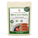 Canada Hemp Foods frente del empaque mostrando la bolsa de 1 libra y beneficios nutricionales