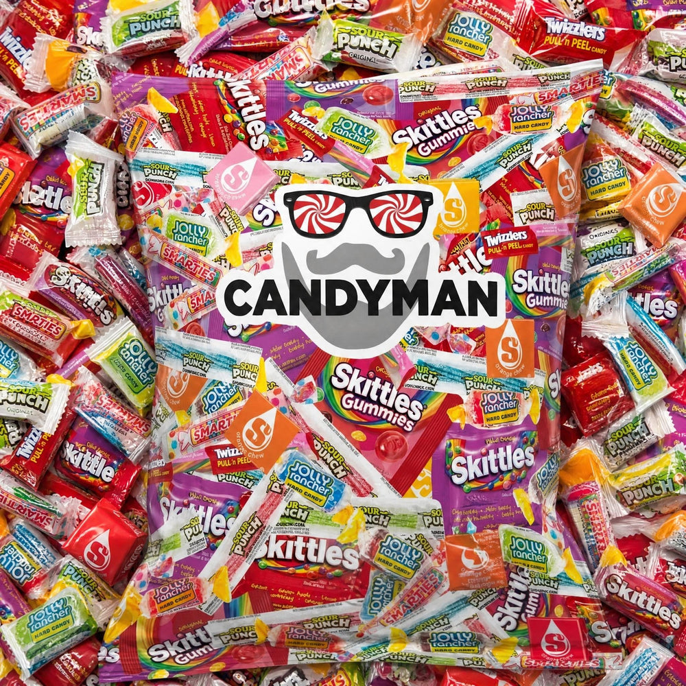 CANDYMAN empaque frontal mostrando la bolsa y variedad, ideal para fiestas