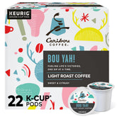 Caribou Coffee frente del paquete Bou-Yah mostrando marca y variedad