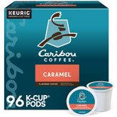Caribou Coffee caja frontal mostrando diseño y sabor caramelo