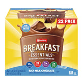 Carnation Breakfast Essentials frente del empaque mostrando la caja y beneficios