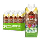 Carnation Breakfast Essentials frente del envase mostrando la botella lista para beber y conveniencia