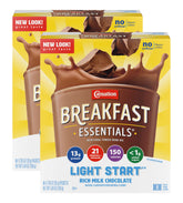 Carnation Breakfast Essentials frente del envase mostrando sabor Chocolate