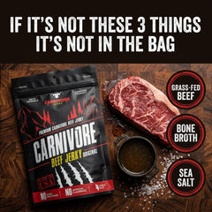 Carnivore Electrolytes tiras de beef jerky servidas en plato listo para comer