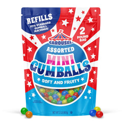 CAROUSEL gumballs dentro de máquina mostrando compatibilidad práctica
