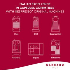 Carraro cápsula en mano para comparar tamaño y facilidad de uso, compatibilidad clara
