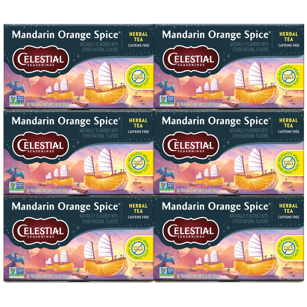 Celestial Seasonings frente del empaque mostrando paquete múltiple y beneficios