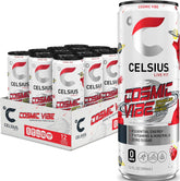 CELSIUS lata frontal Cosmic Vibe mostrando diseño y uso rápido