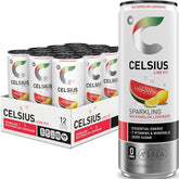 CELSIUS lata frontal de Watermelon Lemonade mostrando diseño y beneficios de energía