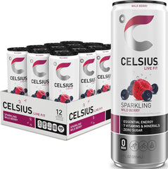 CELSIUS lata frontal mostrando diseño y energía funcional