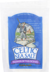 Celtic Sea Salt empaque frente mostrando la bolsa y beneficio gourmet