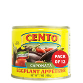 Cento caponata lata frontal mostrando etiqueta y beneficio de sabor auténtico