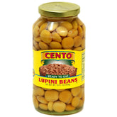 Cento frasco de lupini frente mostrando etiqueta y tamaño práctico