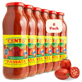Cento vista frontal del tarro mostrando passata y marca, aporta confianza