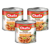 Chata lata frente del pozole rojo con presentación apetitosa