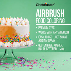 Chefmaster aplicación en aerógrafo sobre pastel para resaltados precisos