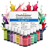 Chefmaster frontal del set de 12 colores mostrando la paleta vibrante y profesional