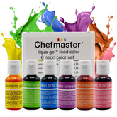 Chefmaster vista frontal del empaque con seis colores neón vibrantes