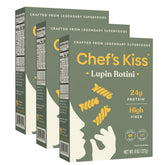 Chef’s Kiss paquete frontal mostrando rotini y beneficios proteicos