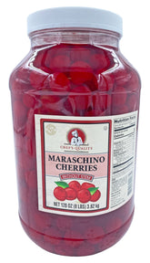 Chef's Quality envase frontal de 1 galón de guindas maraschino sin rabito, ahorro para negocio