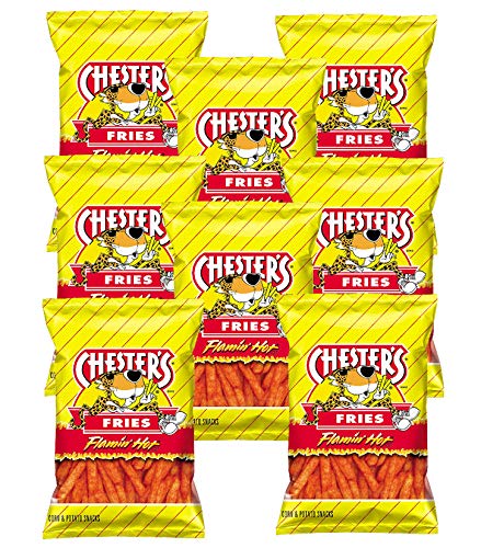 Chesters Frente del paquete mostrando 1.75 oz y sabor Flamin' Hot para llevar