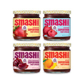 Chia Smash pack 4 con frascos frontales mostrando sabores variados y ahorro