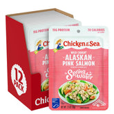 Chicken of the Sea empaque frontal mostrando caja de 12 paquetes, práctico