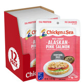 Chicken of the Sea frente del empaque mostrando caja de 12 sobres, conveniencia inmediata
