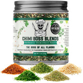 Chimi Boss Blends frasco frontal mostrando el condimento seco y envase práctico
