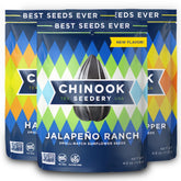 Chinook Seedery paquete frontal mostrando las tres bolsas Bring the Heat y conveniencia