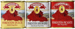 CHIQUILÍN estuche frontal con tres latas mostrando variedad y uso inmediato