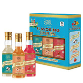 ChocZero pack frontal con las tres botellas coco durazno fresa mostrando presentación