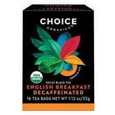 Choice Organic Teas paquete frontal mostrando la marca y beneficio orgánico