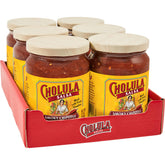 Cholula frasco frontal mostrando etiqueta y 12 oz para identificación rápida
