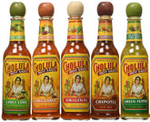 Cholula pack surtido frontal con cinco botellas, variedad visible y presentación atractiva
